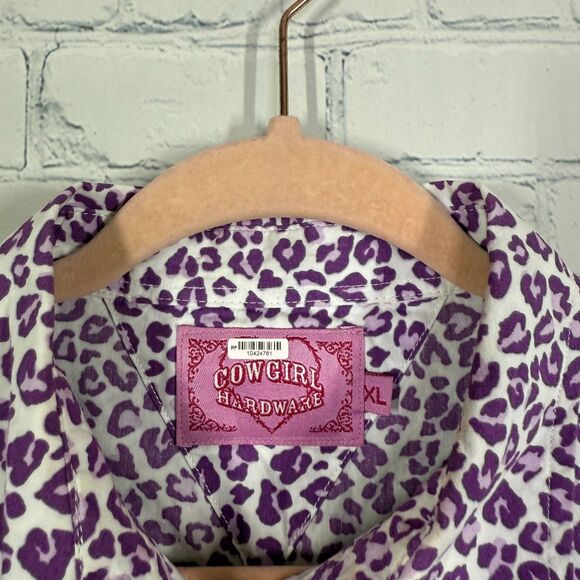 Cowgirl Hardware Western Shirt Women XL Animal Print Pearl Snap Cowgirl Top - Picture 4 of 12